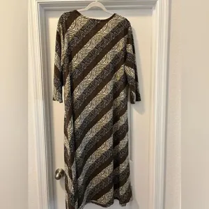 Serengeti Vintage Kaftan Style Brown and Cream Striped Women's Dress Maxi thumbnail 4