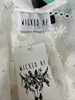 New with Tags Wicked AF side cut out white eyelet lace dress size L thumbnail 2