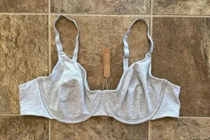 Skims Cotton Jersey T-shirt Bra Light Heather Grey Size 44D thumbnail 2