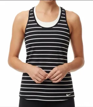 Nike 2 in 1 Bra Run Tank Black Stripe White XS Athletic Workout Yoga thumbnail 1