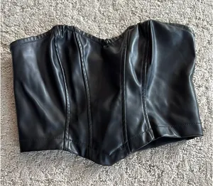 Black Leather Tube Top Shein thumbnail 1
