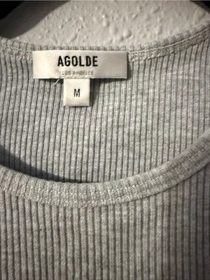 Agolde Ribbed Tank in Taupe Gray thumbnail 5