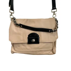 COLE HAAN‎ Leather Light Pale Beige Handbag Purse Satchel Chain thumbnail 2