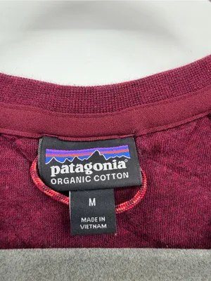 Patagonia Organic Cotton Quilt Crew Women M Chicory Red Quilted Sweatshirt‎ thumbnail 5