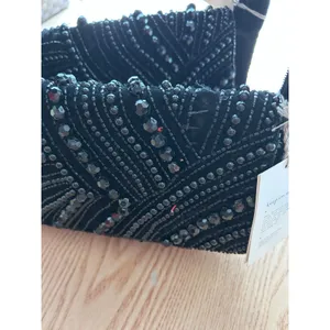 New Women’s A New Day Velvet Beaded Handbag 👜 Purse Black 11.5”x6.5” w/Flaw thumbnail 5