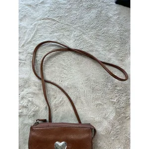 Fossil Vintage Brown Leather Crossbody Bag Heart Accent Women's thumbnail 10