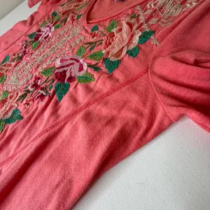 Johnny Was Dorana Floral Embroidered Tunic Top Medium Pink Cottage Boho Chic‎ thumbnail 8