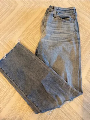 AG Isabelle High Rise Straight Crop Jeans Size 28 Light Wash Distressed Denim thumbnail 1