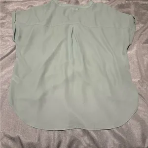 Maurices Blue Cap Sleeve Blouse with Mandarin Collar thumbnail 2