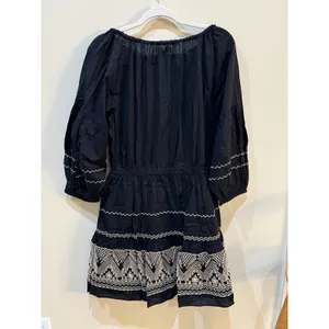 Polo Ralph Lauren Embroidered Peasant Midi Dress Black Size 2 Cotton Voile thumbnail 4