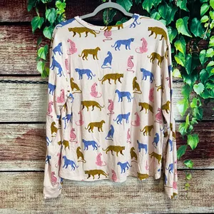 Honeydew Play it Cool Lounge Pajama Top Cheetah Medium Long Sleeve Shirt Leopard thumbnail 2