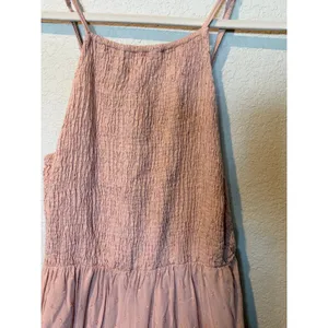 Sim & Sam Pink Swiss Dot Midi Dress Boho Smocked Tiered Sundress Size M thumbnail 3