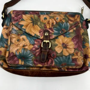 Patricia Nash Avellino Fresco Bouquet floral Italian Leather Crossbody Bag retro thumbnail 9