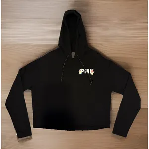 Pink Coconut Boutique PINK Victoria's Secret Women Hoodie M Black Logo Drawstring Long Sleeve Fleece thumbnail 1