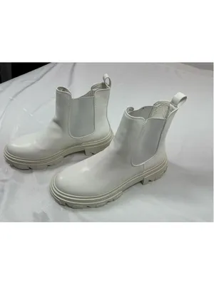 Womans Excellent Pizz Annli Chelsea Platform Ankle Boots 7.5 White Pull On thumbnail 2