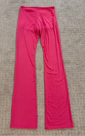 Nasty Gal Pink Mesh Flared Boot Leg Pants NWT Nordstrom Size S Festival thumbnail 1
