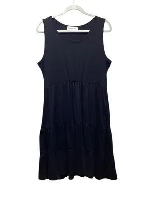 Shirley & Stone tiered sleeveless Midi dress Black size Large thumbnail 4