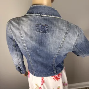 Abercrombie & Fitch Size Small‎ Blue Denim Jacket 3/4 Sleeves Button Up thumbnail 10