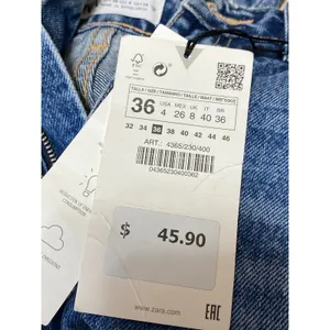 NEW Zara Women's Blue Distressed High Waisted Straight Leg Denim Jeans Size 4 thumbnail 4