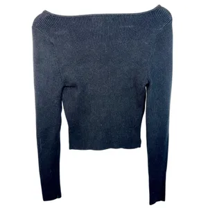 Abercrombie & Fitch Black Knit Long Sleeve Crop Top Blouse Sweater Womens Size M thumbnail 2