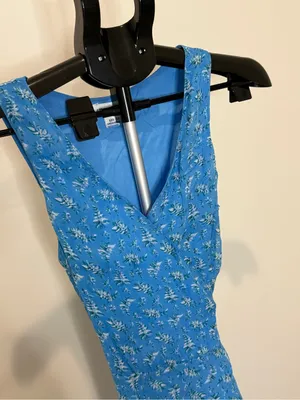 April Cornell Blue Floral Rayon Wrap Maxi Dress XXS Ruffle Hem Boho NWOT thumbnail 3