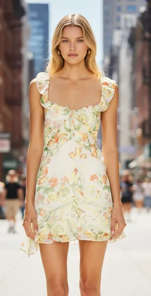 NWOT $168 Free People Bali Flora Minidress Large, TEA COMBO thumbnail 1