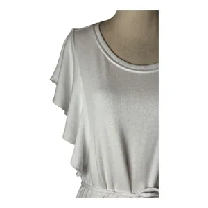 Z‎ Supply Dress Women Medium White Capri Ruffle Sleeve French Terry Mini NWT thumbnail 6