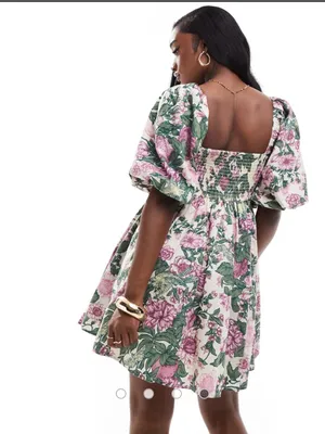 Abercrombie & Fitch Emerson Poplin Floral Mini Dress purple floral size medium thumbnail 4