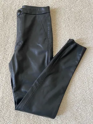 Zara Moto Pants Women’s Size Small Black Faux Leather Skinny Leg High Waist thumbnail 1