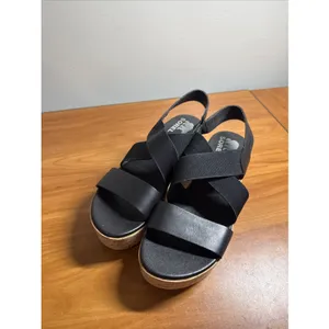 SOREL CAMERON Flatform Slingback Wedge Sandals Black Size 7.5 thumbnail 2