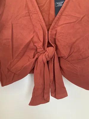 Abercrombie Cinnamon Rust Crop Tie Front thumbnail 4