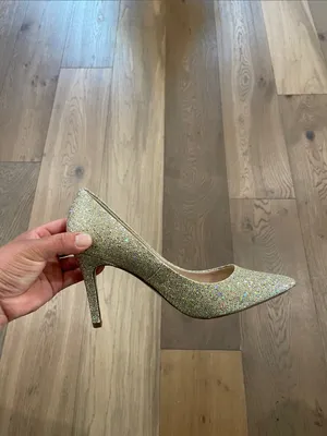 New! ADRIANNA PAPELL Platino Gold Pumps Size 8 Pointed Toe Heels Gold Sparkle thumbnail 14