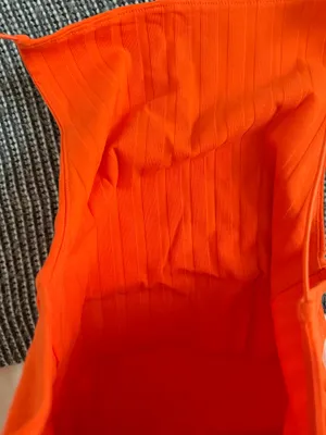 Zara Ribbed High Square-Neck Midi Dress in Orange thumbnail 7