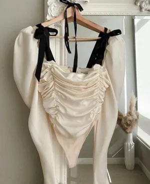 House Of CB Almaz IVORY PUFF SLEEVE BODYSUIT thumbnail 8