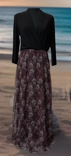 CUTE CHETTA‎ B CAP SLEEVE Wrapped V-NECK FIT & FLARE FLORAL MAXI DRESS-8 Y2K thumbnail 1
