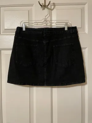 NWT! Viral Luvamia Black Denim Mini Skirt Skort with Front Slit and shorts XL thumbnail 8