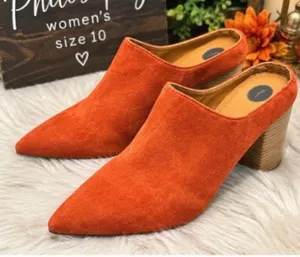 Philosophy Women's Burnt Orange Suede Pointed-Toe Mule Heels size 10 thumbnail 1