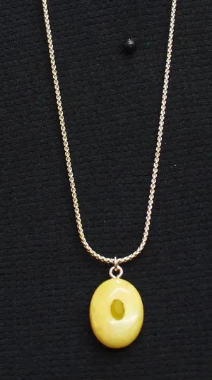 NWT Time and Tru Round Marble Gemstone Pendant Necklace Gold / Yellow 18" + 3" thumbnail 1