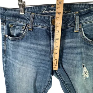 American Eagle Favorite Boyfriend Jeans Stretch Blue Low Rise‎ 8S 8 Short Y2K thumbnail 7