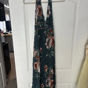 Floral Halter Maxi Dress Green Size 6 thumbnail 3