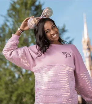 Disney World 50th Anniversary Sequin Spirit Jersey Sweatshirt Sparkle Size XS thumbnail 1