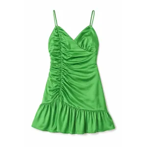 MAJORELLE Melville Ruched Satin Mini Dress Green Size Small NWOT‎ thumbnail 4