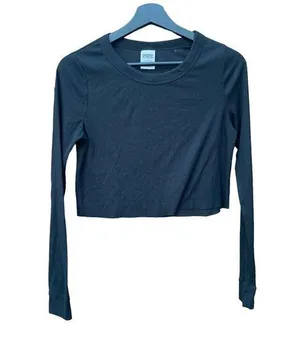 PINK - Victoria's Secret women's long sleeve black crop top size small thumbnail 1