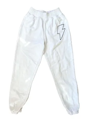 Unemployed Denim White‎ Embroidered Sweatpants XS Lightning Bolt Streetwear EUC thumbnail 1