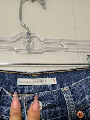 Levi’s Ribcage Straight Ankle Jeans 26 High Rise Distressed Blue Denim thumbnail 5