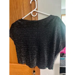 Vintage Caribou Rainbow Sequin Metallic Knit Crop Top Black Multi Festival Disco thumbnail 2