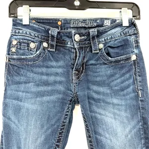 Miss Me Size 25 x 31 Blue‎ Jeans Denim Pants Signature Skinny Style Embellished thumbnail 3