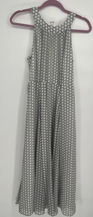 Tommy Hilfiger‎ Polka Dot Halter Maxi Dress Womens 4 Gray White Flowy thumbnail 1