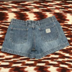 Y2K Vintage American Eagle Micro Mini Baddie Low Rise Denim Jean Booty Cargo Shorts Light Blue #gothic #whimsigoth #cyber #punk #biker whimsygoth Size 4-Measurement in pics thumbnail 7