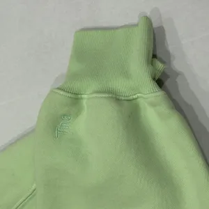 Aritzia TNA‎ Cozy AF Fleece Cropped Raw Hem Pullover Sweatshirt Green Size 2 XS thumbnail 6